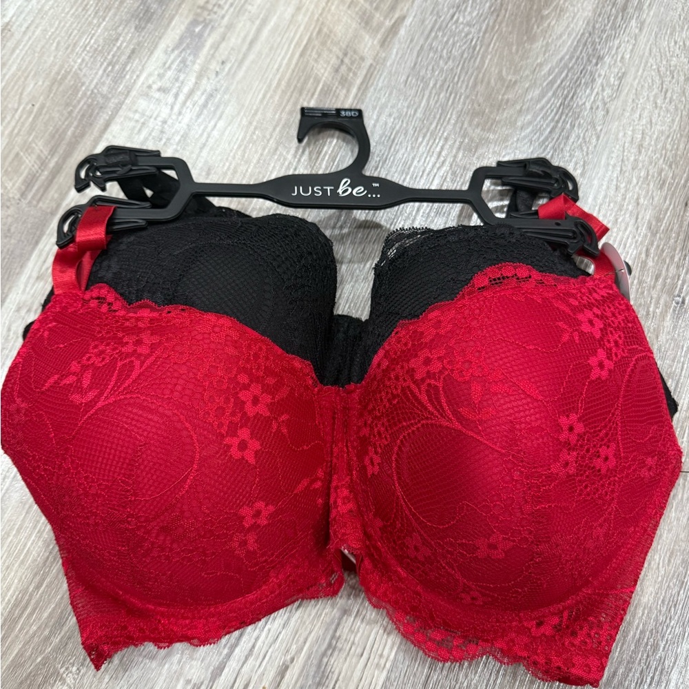Just Be Black and Red Lace Bra